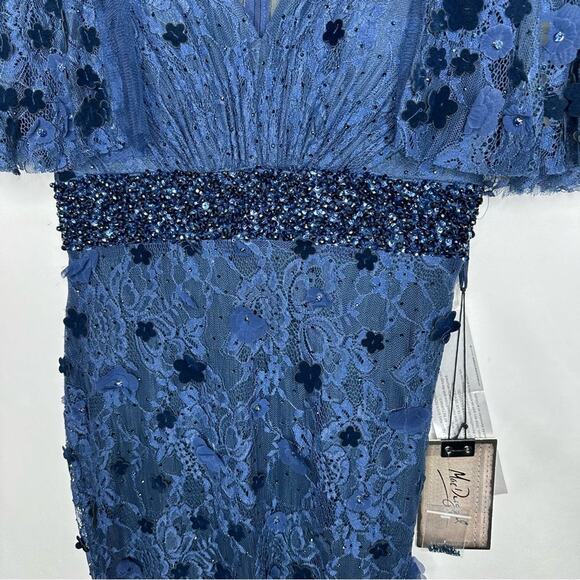 MAC DUGGAL Embellished Floral Gown Navy NWT in Size 6 - Picture 8 of 14
